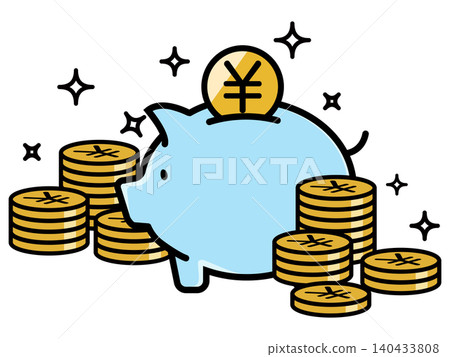 Cute piggy bank and yen coin Cute piggy bank and yen coin 140433808