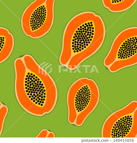 Patterns of Papaya Slices on a Green Background Create a Vibrant Design Patterns of Papaya Slices on a Green Background Create a Vibrant Design 140433858
