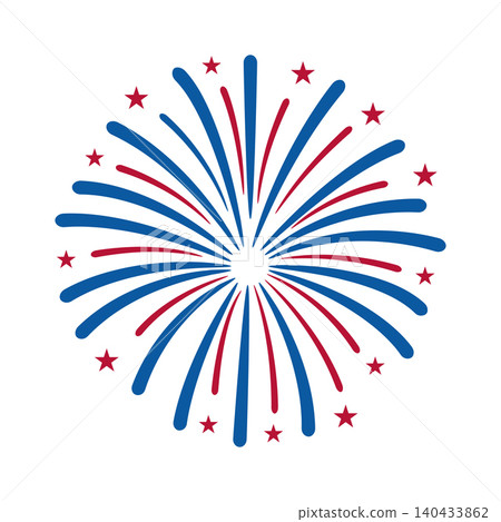 Fireworks Display in Celebration During National Holiday With Red and Blue Colors Fireworks Display in Celebration During National Holiday With Red and Blue Colors 140433862