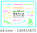 Fluorescent marker pen line vector material set 140433875