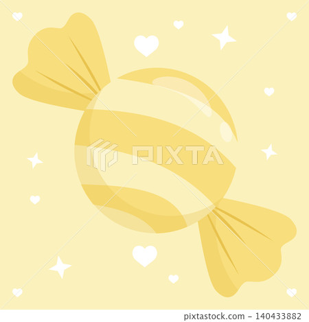 Yellow Pastel Wrapped Candy with Hearts and Stars Sweet Valentine Background Vector Illustration Yellow Pastel Wrapped Candy with Hearts and Stars Sweet Valentine Background Vector Illustration 140433882