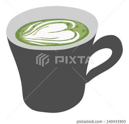 休息一下,來杯抹茶拿鐵。 (無輪廓線) 休息一下,來杯抹茶拿鐵。 (無輪廓線) 140433905