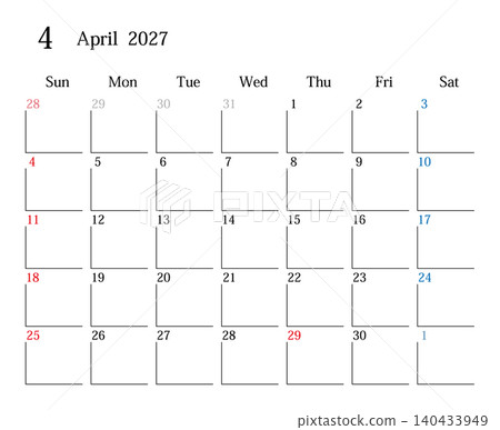 日本日曆，2027年4月 140433949