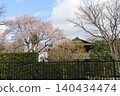 Weeping cherry trees adorn the garden of the Mitsui Residence at the Edo-Tokyo Open Air Architectural Museum. 140434474