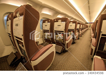 Railway imagery, interior of a Green Car on the Tokaido Shinkansen. 140434598