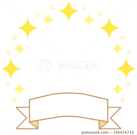 A sparkling star and ribbon frame material in yellow, perfect for decorating PR and ranking displays. A sparkling star and ribbon frame material in yellow, perfect for decorating PR and ranking displays. 140434718