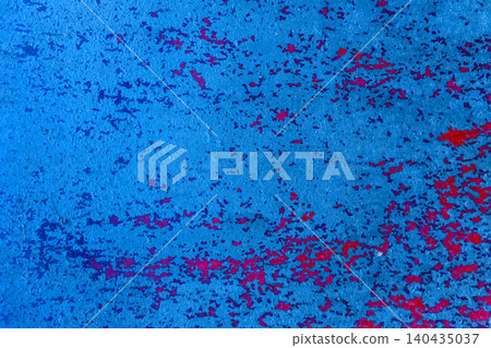 Blue color old peeling paint abstract pattern worn weathered iron texture background steel rough metal 140435037