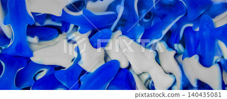 Gummies jelly sweet sugar marmalade white food object blue background candy gelatin 140435081