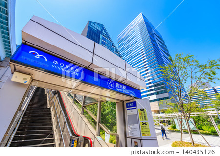 Urban landscape near Toyosu Station intersection in Koto Ward, Tokyo. Urban landscape near Toyosu Station intersection in Koto Ward, Tokyo. 140435126