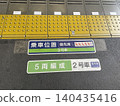 Station platform boarding area signs 140435416