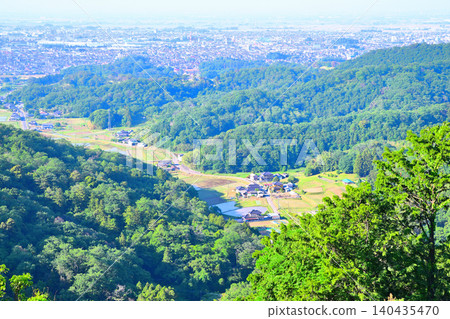 View of the Kanto Plain from the south side of Karasawayama Castle ruins, Sano City, Tochigi Prefecture. View of the Kanto Plain from the south side of Karasawayama Castle ruins, Sano City, Tochigi Prefecture. 140435470