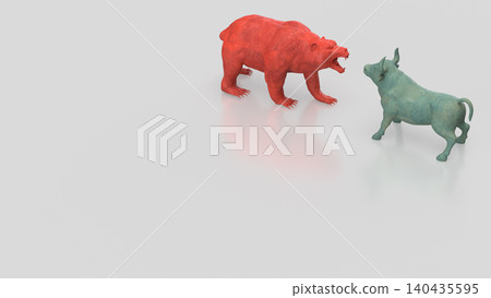 Red Bear And Blue Bull Market Conflict Concept 3d render. Red Bear And Blue Bull Market Conflict Concept 3d render. 140435595