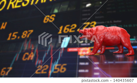 Red Bear Market Warning On Digital Trading Screen 3d render. Red Bear Market Warning On Digital Trading Screen 3d render. 140435607