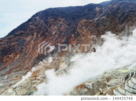 Owakudani and the smoke-emitting Iwozan (Sulfur Mountain) Owakudani and the smoke-emitting Iwozan (Sulfur Mountain) 140435748