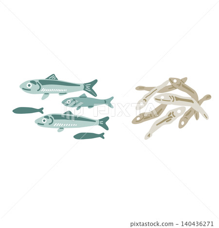 彩色乾沙丁魚插圖 彩色乾沙丁魚插圖 140436271