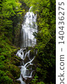 A waterfall surrounded by fresh greenery 140436275
