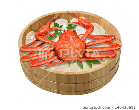Snow crab (in a wooden bucket with ice) Snow crab (in a wooden bucket with ice) 140436691