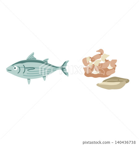 Illustration of dried bonito flakes (in color) Illustration of dried bonito flakes (in color) 140436738