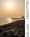 The sea illuminated by the sunset 140437700