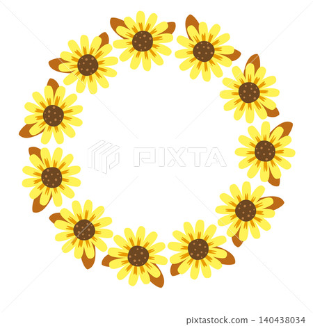 Sunflower Wreath Frame with Yellow Flowers Sunflower Wreath Frame with Yellow Flowers 140438034