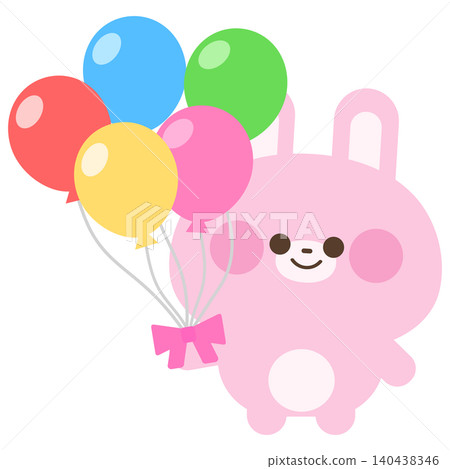 一隻兔子拿著彩色氣球 一隻兔子拿著彩色氣球 140438346