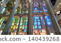 Sagrada Familia stained glass shining in the morning sun 140439268