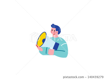 Illustration of a man holding a megaphone 140439279