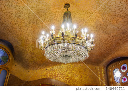 Spain, Gaudí, Casa Batlló interior chandelier 140440711