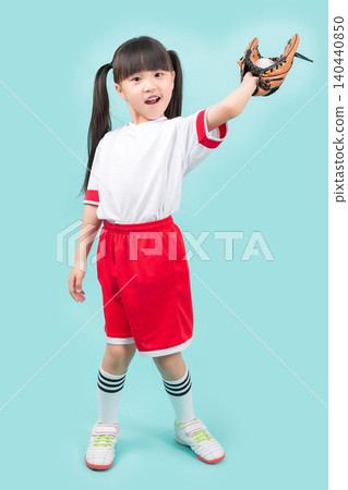 Asian little girl catching baseball with glove, kids sports and active play concept Asian little girl catching baseball with glove, kids sports and active play concept 140440850
