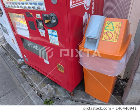 Beverage vending machines and recycling boxes for empty cans 140440941