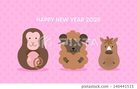 Chinese zodiac monkey, sheep and horse Chinese zodiac monkey, sheep and horse 140441515
