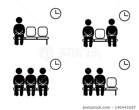 An illustration of one to three people waiting in a hospital waiting room. An illustration of one to three people waiting in a hospital waiting room. 140441697