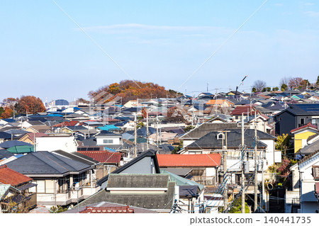 [Hino City, Tokyo] Scenery of a suburban residential area 140441735