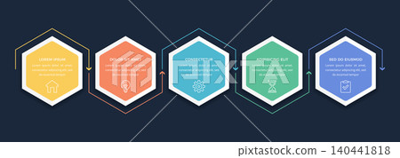 Hexagon process infographic template Hexagon process infographic template 140441818