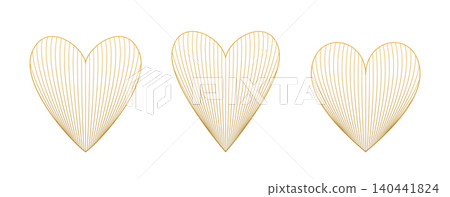 Set of Golden Line Art Heart Shapes Set of Golden Line Art Heart Shapes 140441824
