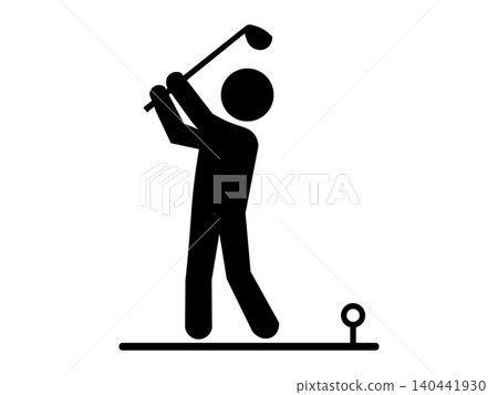 Pictogram of a golfer swinging a golf club Pictogram of a golfer swinging a golf club 140441930