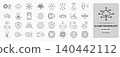 AI and Technology Outline Icon Set, Artificial Intelligence and Digital Innovation Line Icons 140442112