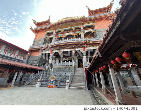 The main hall of Zhonggang Ciyu Temple, a historic temple in Zhunan, Taiwan. The main hall of Zhonggang Ciyu Temple, a historic temple in Zhunan, Taiwan. 140443091
