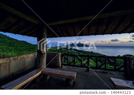 The fantastical sunrise view from Tamatorizaki Observatory, seen through the gazebo. The fantastical sunrise view from Tamatorizaki Observatory, seen through the gazebo. 140443123