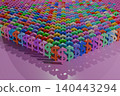 Abstract colorful 3D cubes arranged in a geometric pattern representing teamwork leadership and business network concepts 140443294