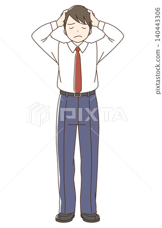 Full-body illustration of a male student (thinking) Full-body illustration of a male student (thinking) 140443306