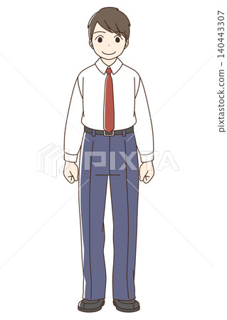Full-body illustration of a male student (smiling) Full-body illustration of a male student (smiling) 140443307