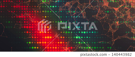 Abstract Digital Network Background with Colorful Data Dots and Polygonal Connections Abstract Digital Network Background with Colorful Data Dots and Polygonal Connections 140443982