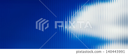 Abstract dark blue background with vertical ribbed glass texture and white light reflection, panoramic banner. Abstract dark blue background with vertical ribbed glass texture and white light reflection, panoramic banner. 140443991