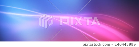 Abstract smooth neon waves banner. Glowing light trails and soft flares on a vibrant blue and pink gradient background. Abstract smooth neon waves banner. Glowing light trails and soft flares on a vibrant blue and pink gradient background. 140443999