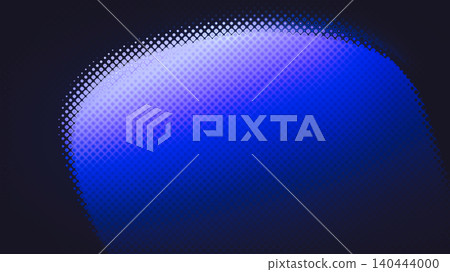 Abstract glowing blue halftone pattern background. Digital dot matrix texture and pixelated gradient on dark backdrop. Abstract glowing blue halftone pattern background. Digital dot matrix texture and pixelated gradient on dark backdrop. 140444000