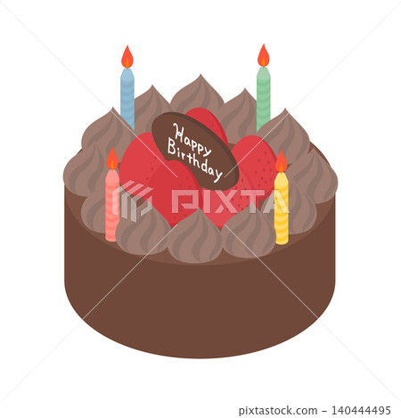 等距插圖:生日蛋糕(巧克力) 等距插圖:生日蛋糕(巧克力) 140444495