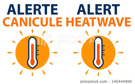 Heatwave alert icon sun thermometer orange blue warning Heatwave alert icon sun thermometer orange blue warning 140444806