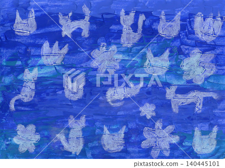 Illustration of a cat and flowers Illustration of a cat and flowers 140445101