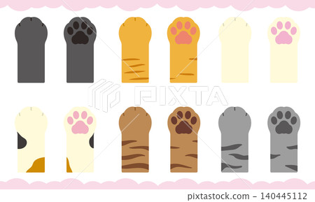Cute cat paw illustration set Cute cat paw illustration set 140445112
